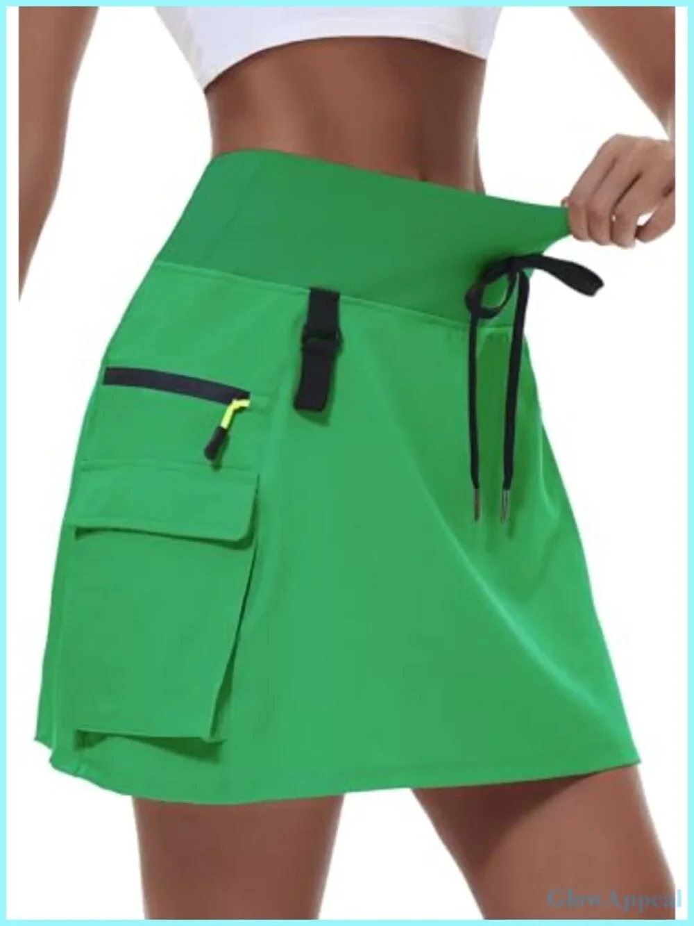 Hiking Cargo Skort with Zipper Pockets, High Waisted Quick Dry, UPF 50+, 4
